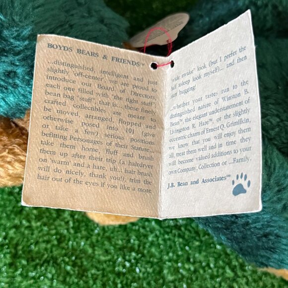 The Boyds Collection Emmett Elfberg 11" Bear Plush Fabric Hat Vintage 1996 NEW - Picture 13 of 14